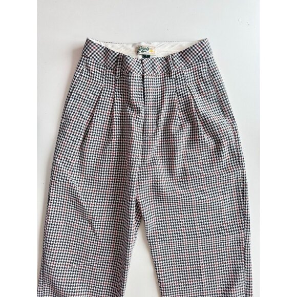 ROOTS Rossland Check Pleat High Waisted Cropped Trousers Pants, Size 4 - Picture 7 of 15
